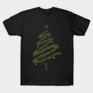 Modern Xmas Tree Gold - Stylish Halftone Christmas Tree T-Shirt